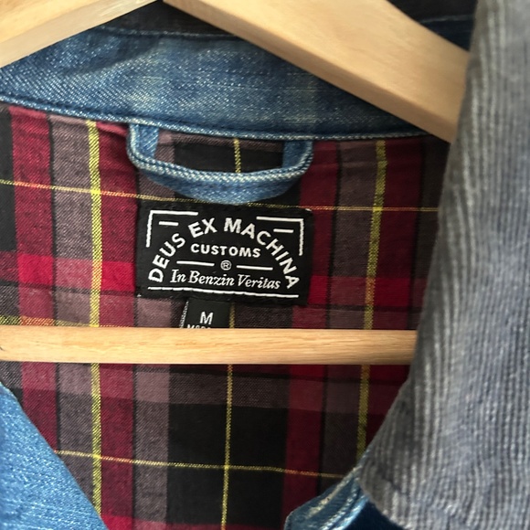 Deus Ex Machina Jacket Mens Medium Chore Denim Coat Flanel Corduroy Collar - Picture 2 of 11